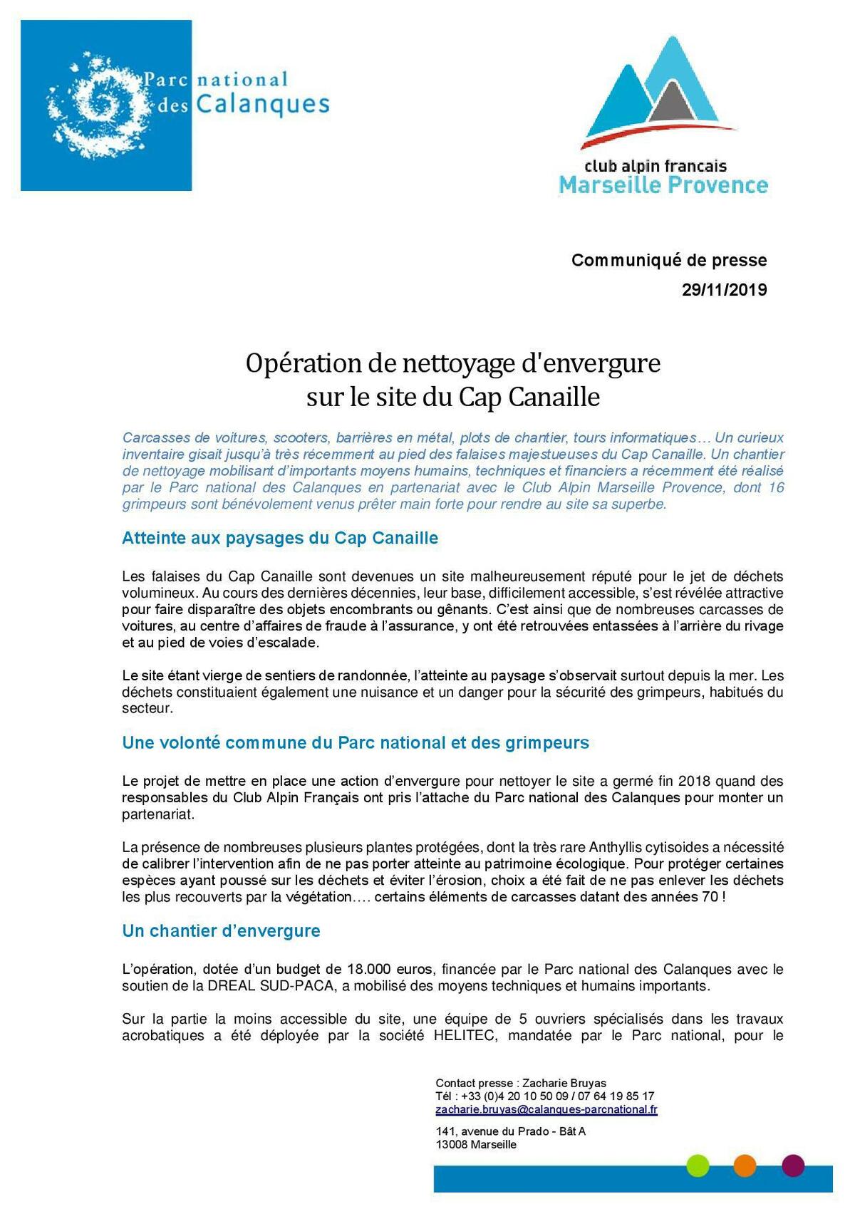 Nettoyage au Cap Canaille (secteur Ouvreur de Bouse)